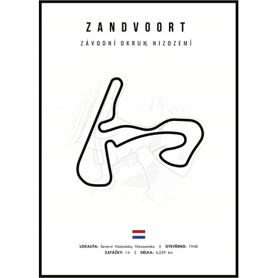 Jen tak z lásky Plakát Závodní okruhy Rozměr plakátu: 40 x 50 cm, Závodní okruh: Zandvoort, Barevná varianta: Bílá