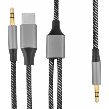4smarts Кабел 4smarts 456907, от Jack 3.5mm(м) към Jack 3.5mm(м)/USB-C(м), 1m, черен (4SMARTS-456907)