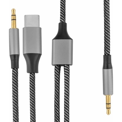 4smarts Кабел 4smarts 456907, от Jack 3.5mm(м) към Jack 3.5mm(м)/USB-C(м), 1m, черен (4SMARTS-456907)