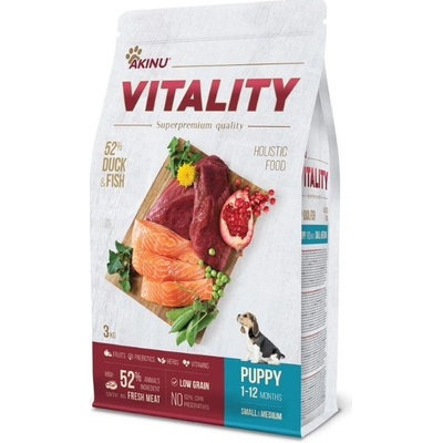 Akinu Vitality dog Puppy small & Medium duck & Fish 3 kg