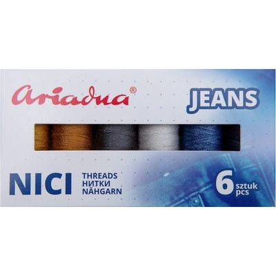 Strima Sada riflových nití JEANS TALIA 30/70m+ NOKTON 80C/150m, mix barev, návin 70m+150m, 6 kusů v balení