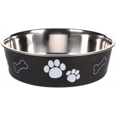 Flamingo Feeding and drinking bowl Kena Round Black Silver - иноксова купа за вода или храна - ЧЕРНА - размер Ø21 см / 1500 мл, Белгия - 1030931