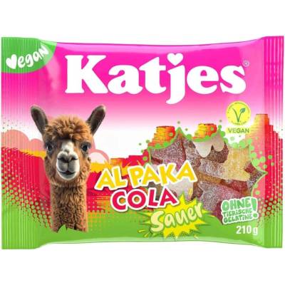 Katjes SAUER Al Paka Vegan kyselé želé ve tvaru alpak s příchutí Cola 210 g