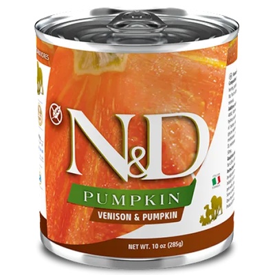N&D Pumpkin Dog Venison & Pumpkin ADULT GRAIN FREE - консерва за пораснали кучета над 1 година, с еленско и тиква, БЕЗ ЗЪРНО, 285 гр Италия PND285016