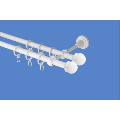 OK-GarnýžeCZ Garnýž kovová dvouřadá 19mm Todi double bílá 110 cm do stěny / kroužky s háčkem