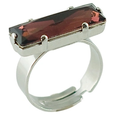 Klimm prsten se Swarovski Elements obdélník Bordó 1678