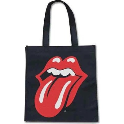 RukaHore Taška The Rolling Stones Eco Shopper: Classic Tongue Black Back Print Čierna