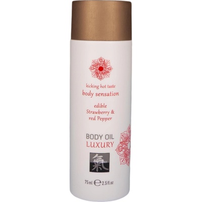 Shiatsu Luxury jedlý masážny olej jahoda-červené korenie 75 ml