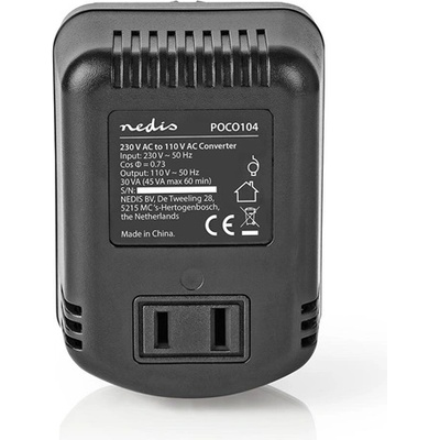 Nedis POCO104 Захранване, преобразувател на напрежение, конвертор, 230V AC - 110V AC, 30W, САЩ (POCO104)