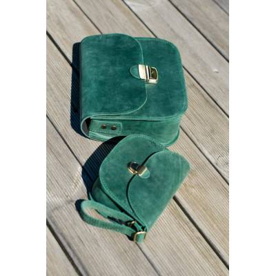 AGLEA kožená crossbody kabelka ALPHA zelená