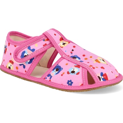 Barefoot dětské přezůvky Baby bare růžový medvídek