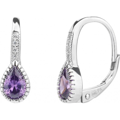 Bealio stříbrné náušnice KAPIČKA ametyst 03-09587-2810