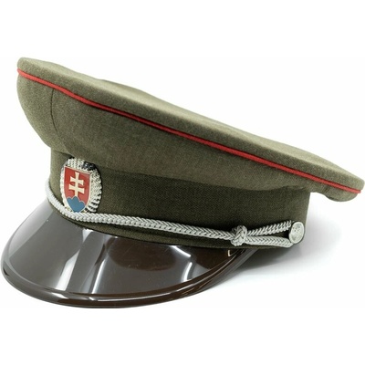 Brigadýrka SK stříbrný odznak, kšilt plast, červená linka ZELENÁ vel. 53
