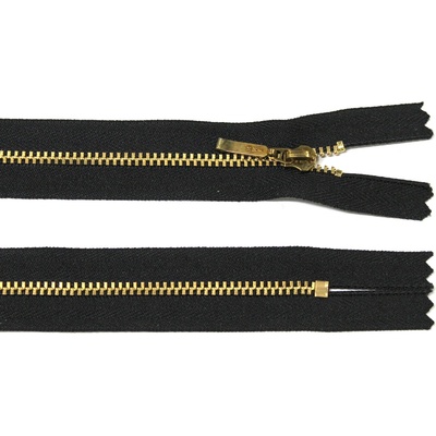 Kovový zip no.3 nerozepínací 22cm černý (zlaté zoubky)