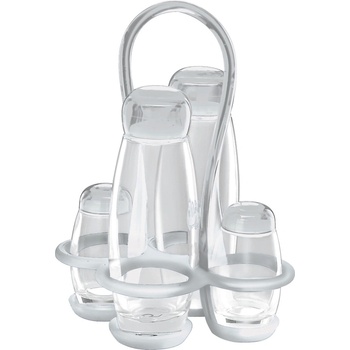 Guzzini Дозатори за олио и оцет Gocce със солница и пиперница на стойка транспарантни 5 части (23130000)