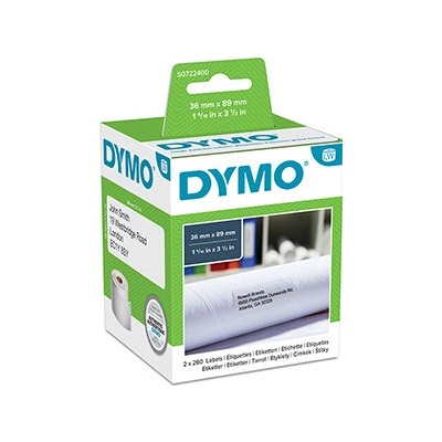 Dymo papierové štítky 89mm x 36mm, biele, veľké, 2x260 ks, 99012, S0722400