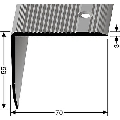 Küberit Schodový profil Stříbro F4 70x55mm