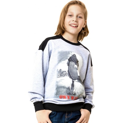 Winkiki Kids Wear Chlapecká mikina Own Way šedý melanž