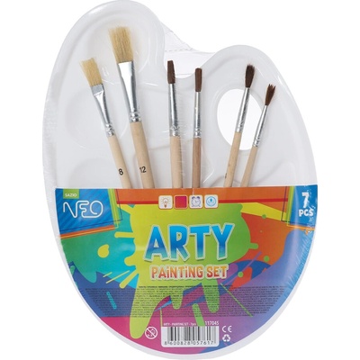 JUNIOR-ST Sada Arty pre výtvarníkov - 6x štetec + paletka