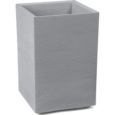 HowHomely PLASTOVÝ KVETINÁČ NA KOLIESKACH BETONIQUE ECO 60X40X40 CM DREVENÝ DEKOR SIVÁ