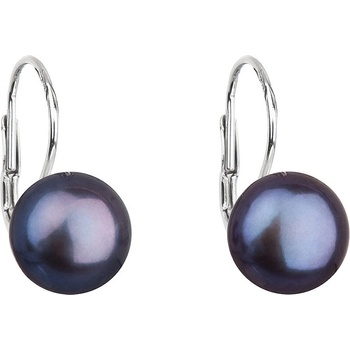 Evolution Group strieborné náušnice visiace s modrou riečnou perlou 21009.3