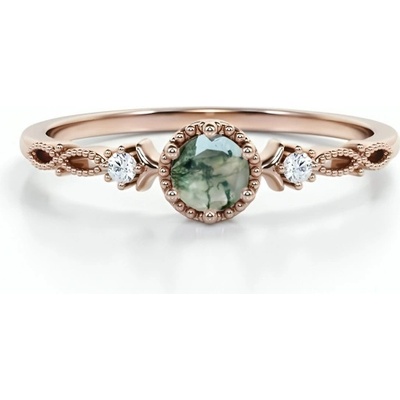 Lunica Stříbrný prstýnek MECHOVÝ ACHÁT ROSE 0690 6