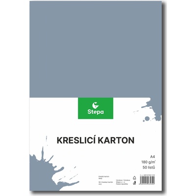 Karton barevný kreslicí A4 210 x 297 mm 50 listů/180g šedý