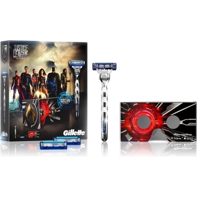 Gillette Mach 3 turbo strojek + náhradní hlavice Justice League 2 ks