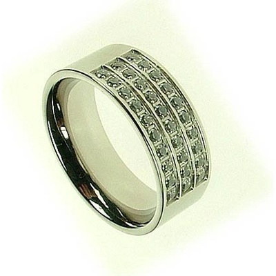 Steel Edge Oceľový prsteň so zirkónmi ZR374