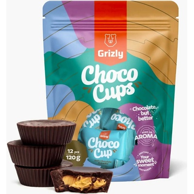 Grizly Choco Cups horká čokoláda & pistácie 120 g