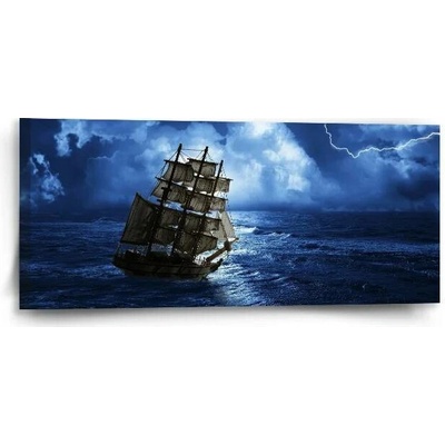 Sablio Obraz Loď v bouřce - 110x50 cm