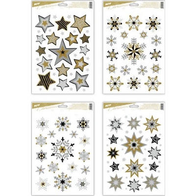 Vánoční okenní dekorace s glitry VA016 20x30cm 941493