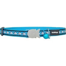 Red Dingo obojek pro kočky reflexní Fish Turquoise 12 mm