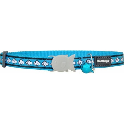 Red Dingo obojek pro kočky reflexní Fish Turquoise 12 mm