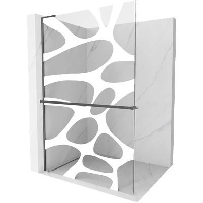 Mexen Kioto+ L душ параван със стойка Walk-in 120 x 200 см, бяла вълна, полиран gun gray - 800-120-123-66-97 (800-120-123-66-97)