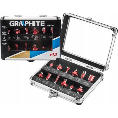 Sada karbidových fréz Graphite 57H210 stopka 8mm 12 ks