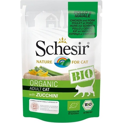 Schesir Cat Bio kuřecí a vepřové s cuketou 85 g