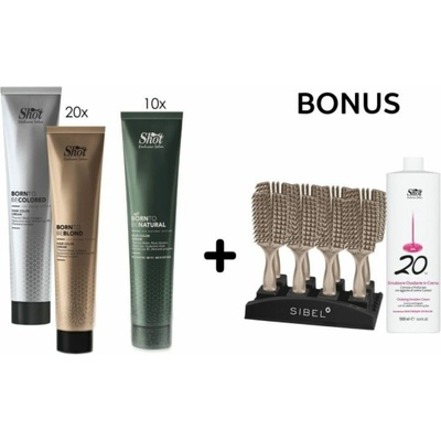 AKCIA: Shot 20x Born to Be Colored & Blond a 10x Born to be Natural - profesionálne krémové farby na vlasy, 100 ml + Kefy na vlasy so stojanom + oxidant, 1000 ml