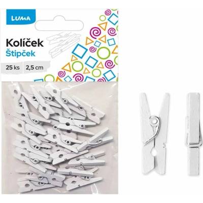 Kolíček Luma 2,5cm bílý, 25ks