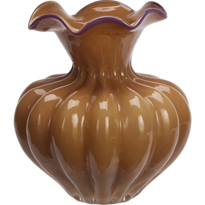 MADAM STOLTZ Skleněná váza Apricot/Lilac, hnědá barva, sklo