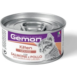 Gemon Kitten Mousse with Salmon & Chicken консерва със сьомга и пиле пълноценна храна за подрастващи котенца 85gr