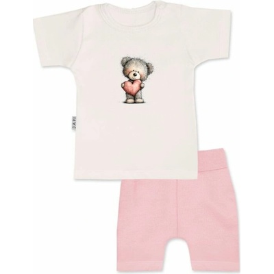 Detská súprava tričko kraťasy LOVELY TEDDY s krátkym rukávom 074 Ružová