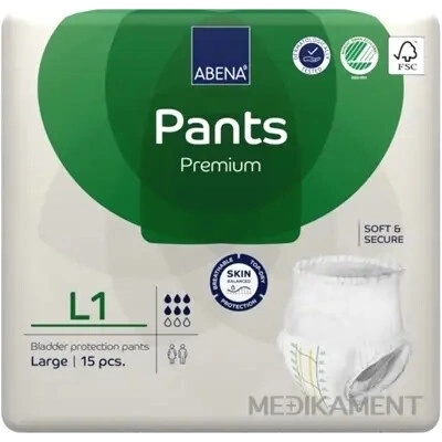 ABENA Pants Premium L1 navl. plienkové nohavičky boky 100-140 cm savosť 1400 ml 15 ks