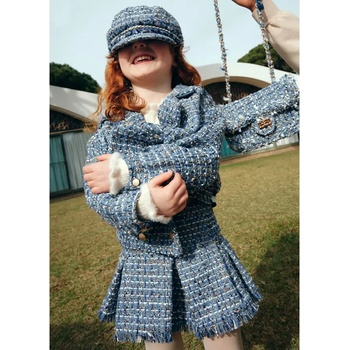 Abel & Lula Елегантна полa туид в син цвят за момиче Abel&Lula