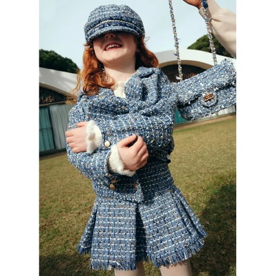 Abel & Lula Елегантна полa туид в син цвят за момиче Abel&Lula