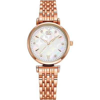 Shengke Дамски часовник SK Shengke Kite, Розово Злато / Бял (SK-K0136-ROSEGOLD-WHITE)