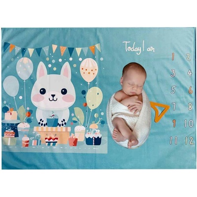 Milestone Одеяло за снимки Milestone - Рожден ден, 75 х 100 cm, синьо (101113)