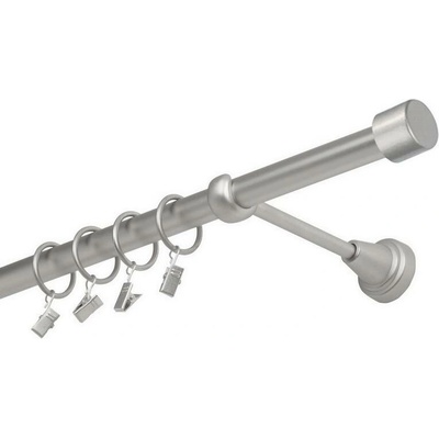 OK-GarnýžeCZ Garnýž kovová jednořadá 19mm Pullo satina 310 cm do stěny / kroužky s žabkou
