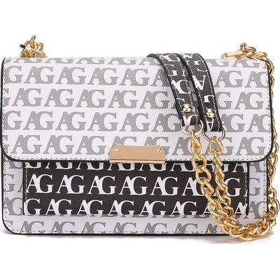 L&S taška přes taška přes rameno Anna Grace designová s klopou Cross Body LS-AG00772P white/black/white bílá černá