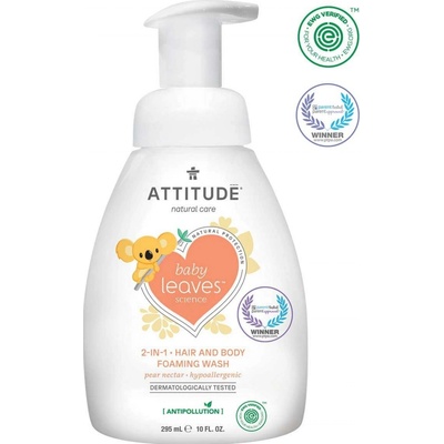 Attitude Detské telové mydlo šampón a kondicionér 3v1 s vôňu hruškovej šťavy s pumpičkou 300 ml